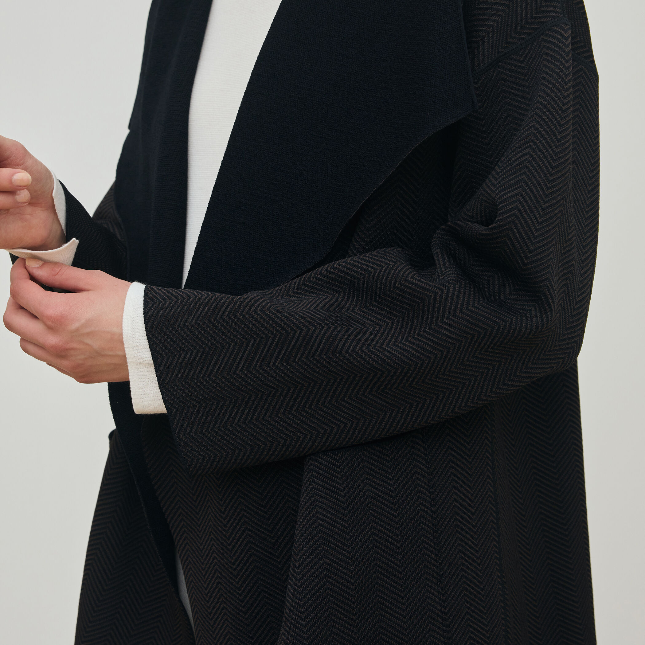 ヘリンボーンダブルフェイス トライアングルカラーコート