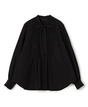ブラックコンビネーション ボウタイブラウス