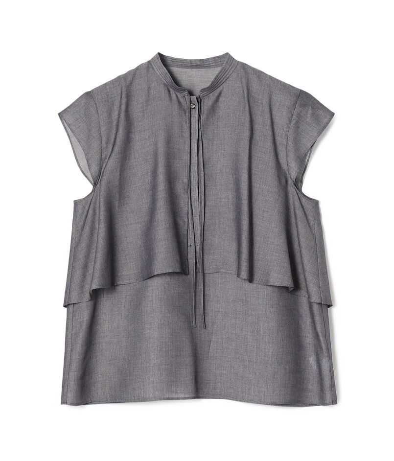 レーヨンキュプラシャンブレー レイヤードブラウス