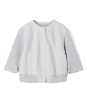 リネンファブリックコンビ ショートニットジャケット