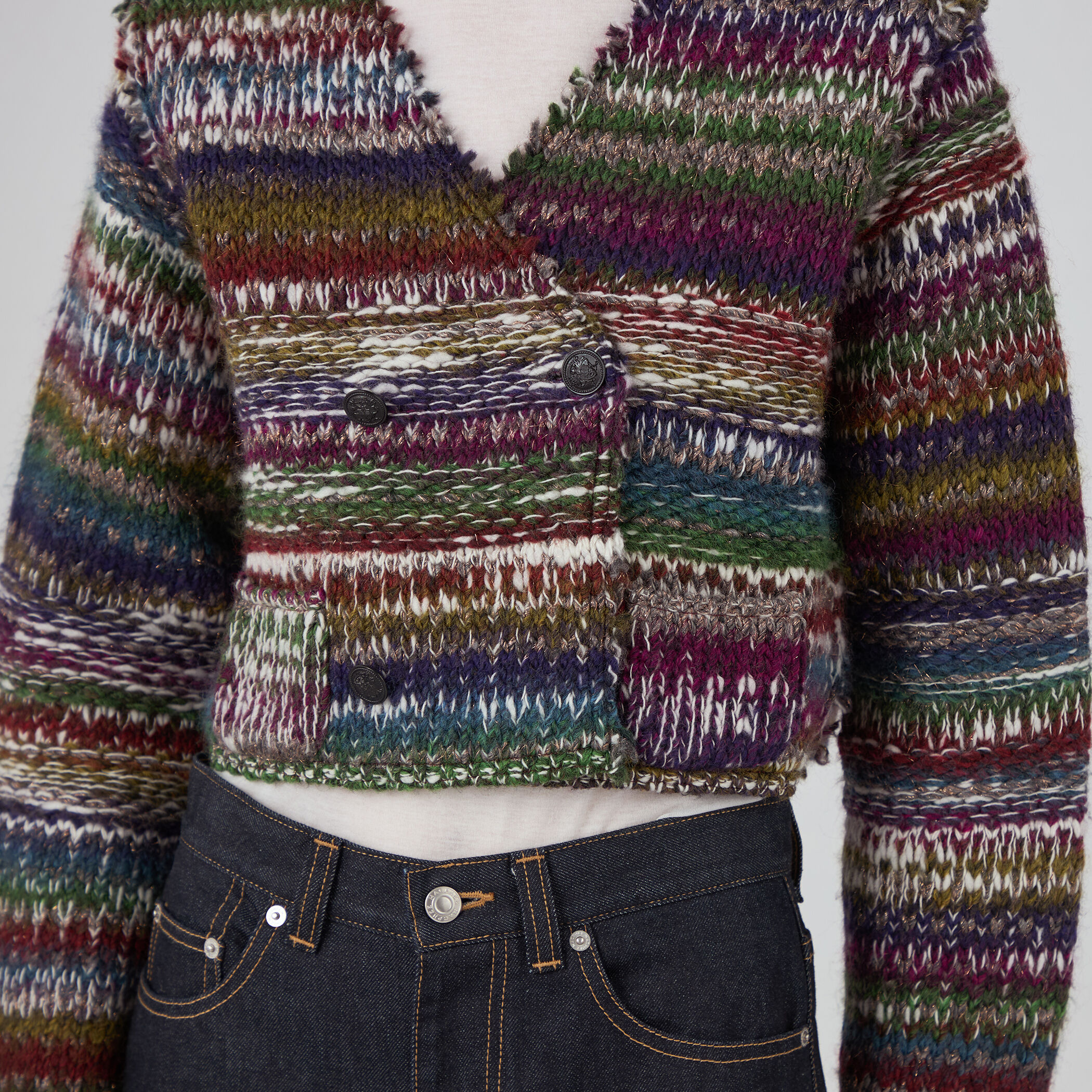 新品　マカフィー　トゥモローランド　クロップド丈　ノーカラー　ニット　ジャケット 新品 マカフィー トゥモローランド クロップド丈 ノーカラー ニット