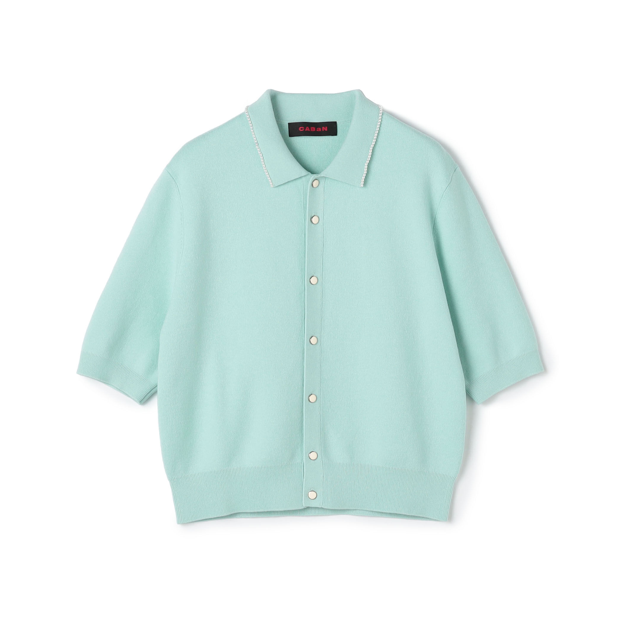 CABaN コットンカシミヤ パールポロカーディガン CABaN カーディガン コットンカシミヤ パールロゴポロ
