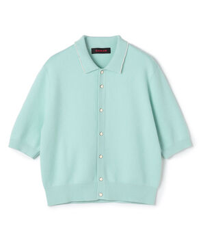 コットンカシミヤ パールポロカーディガン
