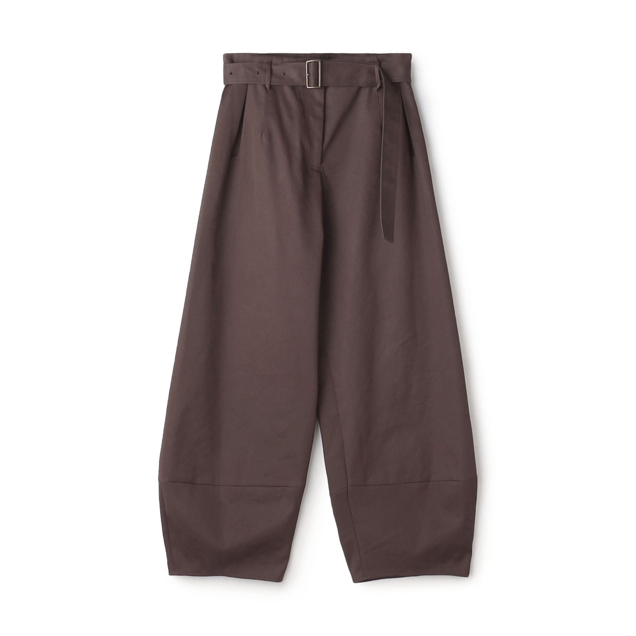 コットンポリエステルビンテージギャバジン ベルトワイドパンツ