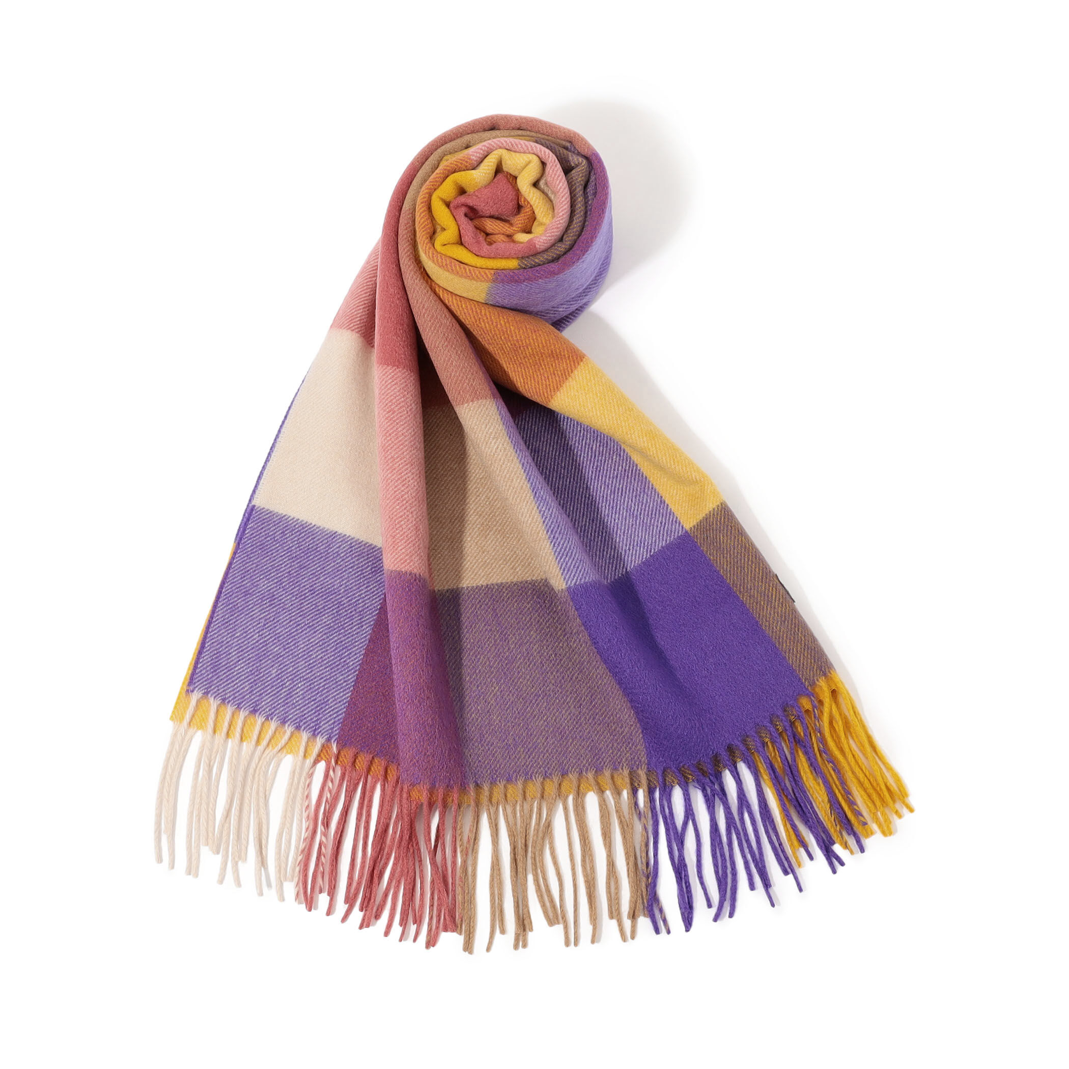 未使用品トゥモローランド　カシミア100%大判ストール　マフラー　パープル紫 カシミヤ 100％ 秋冬 ストール 大判 厚手 レディース 大判