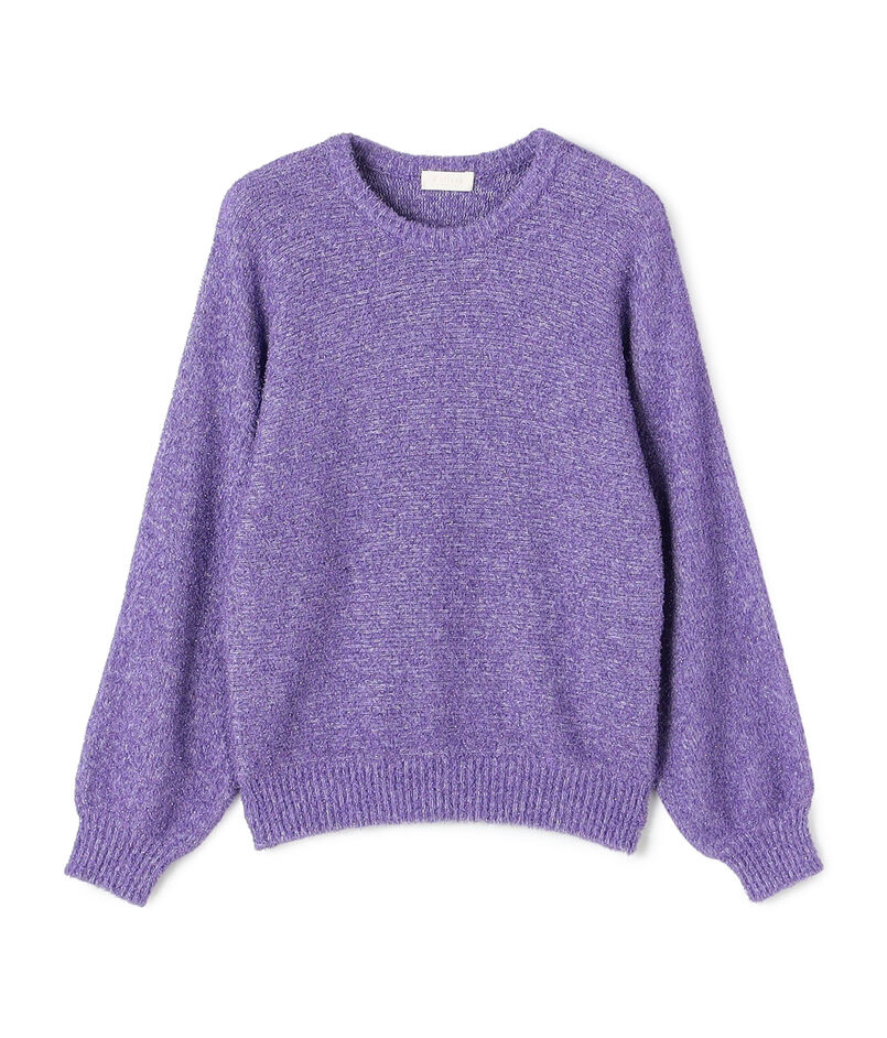 メタリックブークレー クルーネックプルオーバー