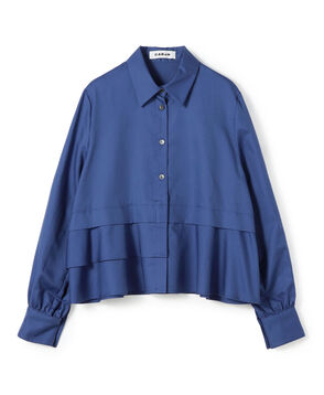 タイプライターダブルクロス アシンメトリックフリルロングスリーブシャツ