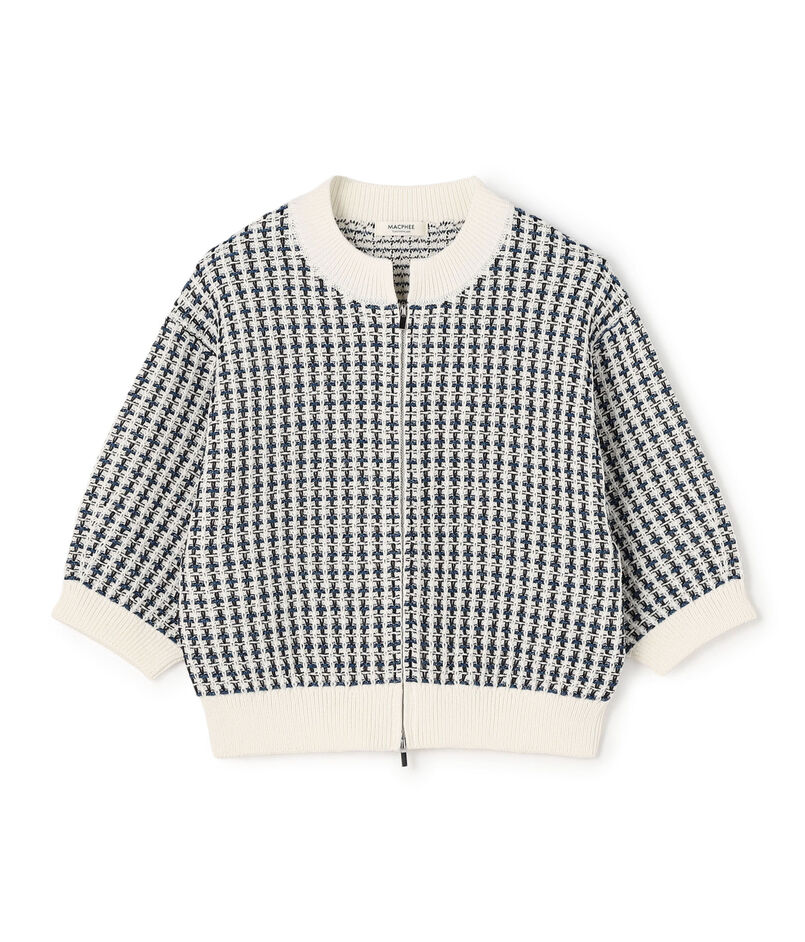 ギマコットンチェック ジップアップカーディガン