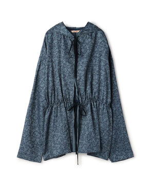 キュプラインディゴプリント フーディブラウス