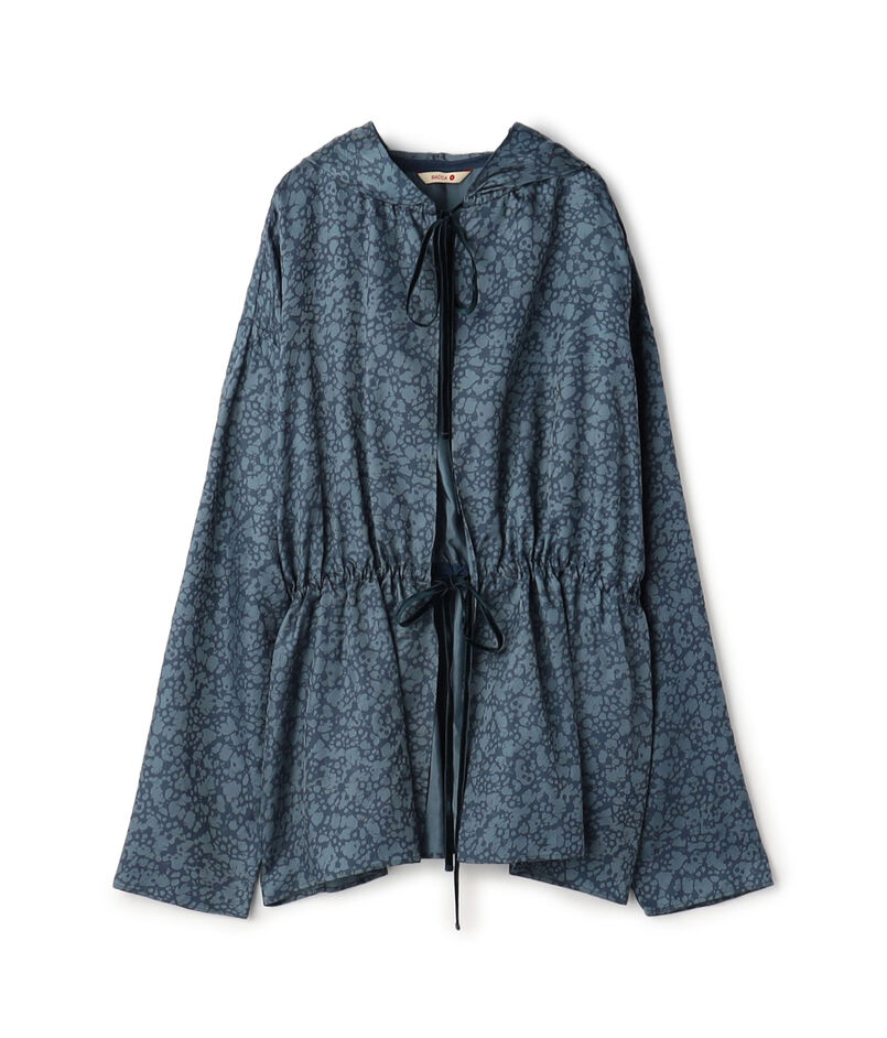 キュプラインディゴプリント フーディブラウス