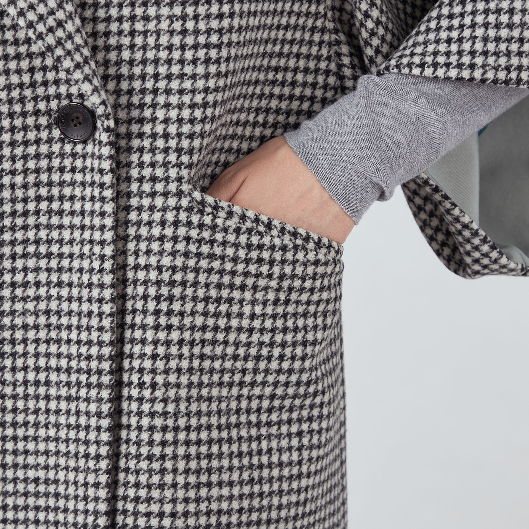 ウールカシミヤシェファード フレアスリーブショートコート