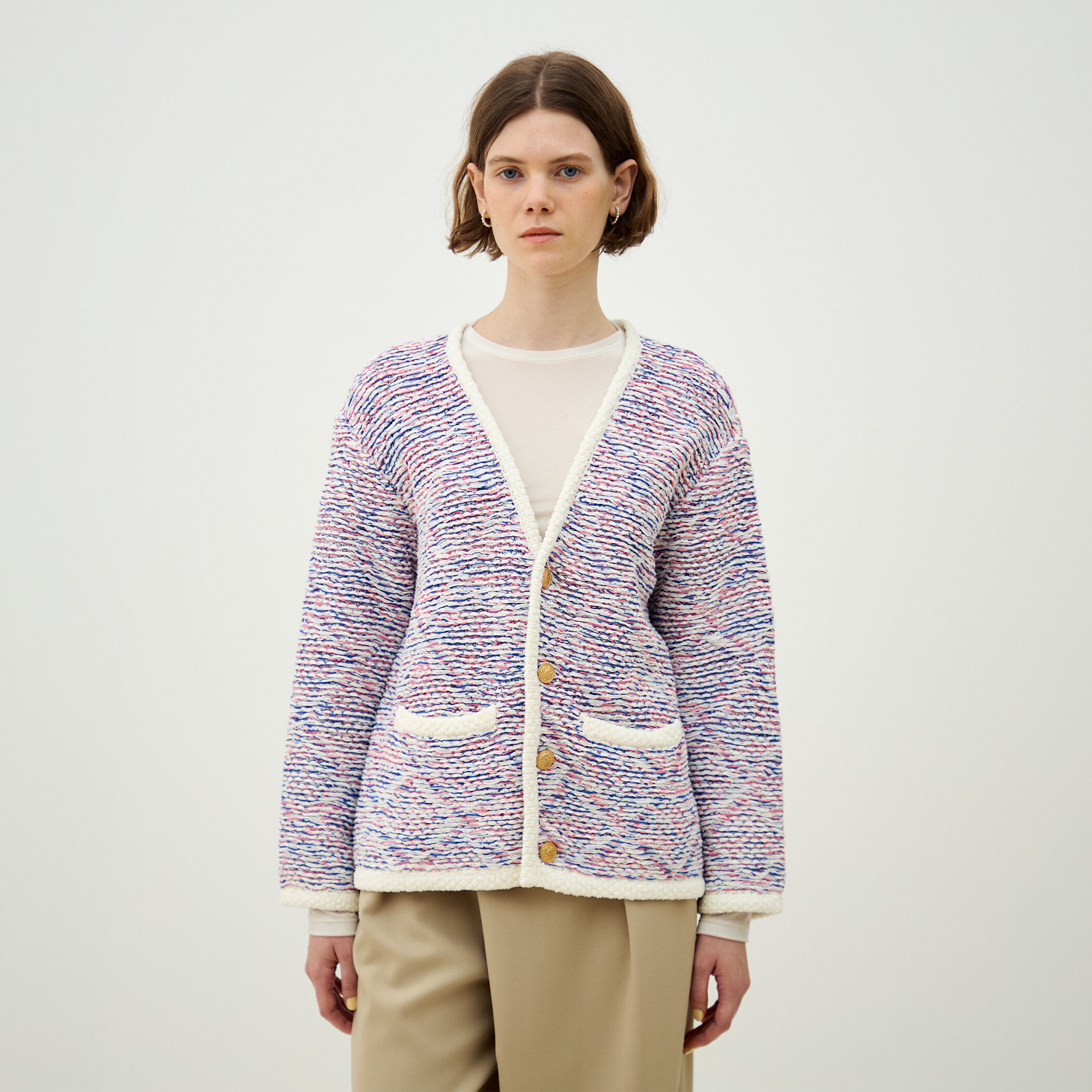 スレッドジャカード Vネックカーディガン｜トゥモローランド 公式通販