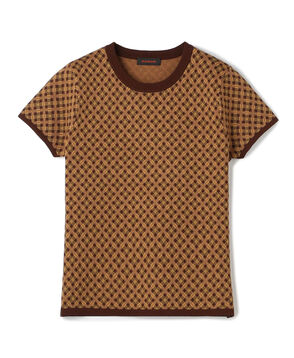 コットンポリエステル チェックジャカード ショートスリーブプルオーバー