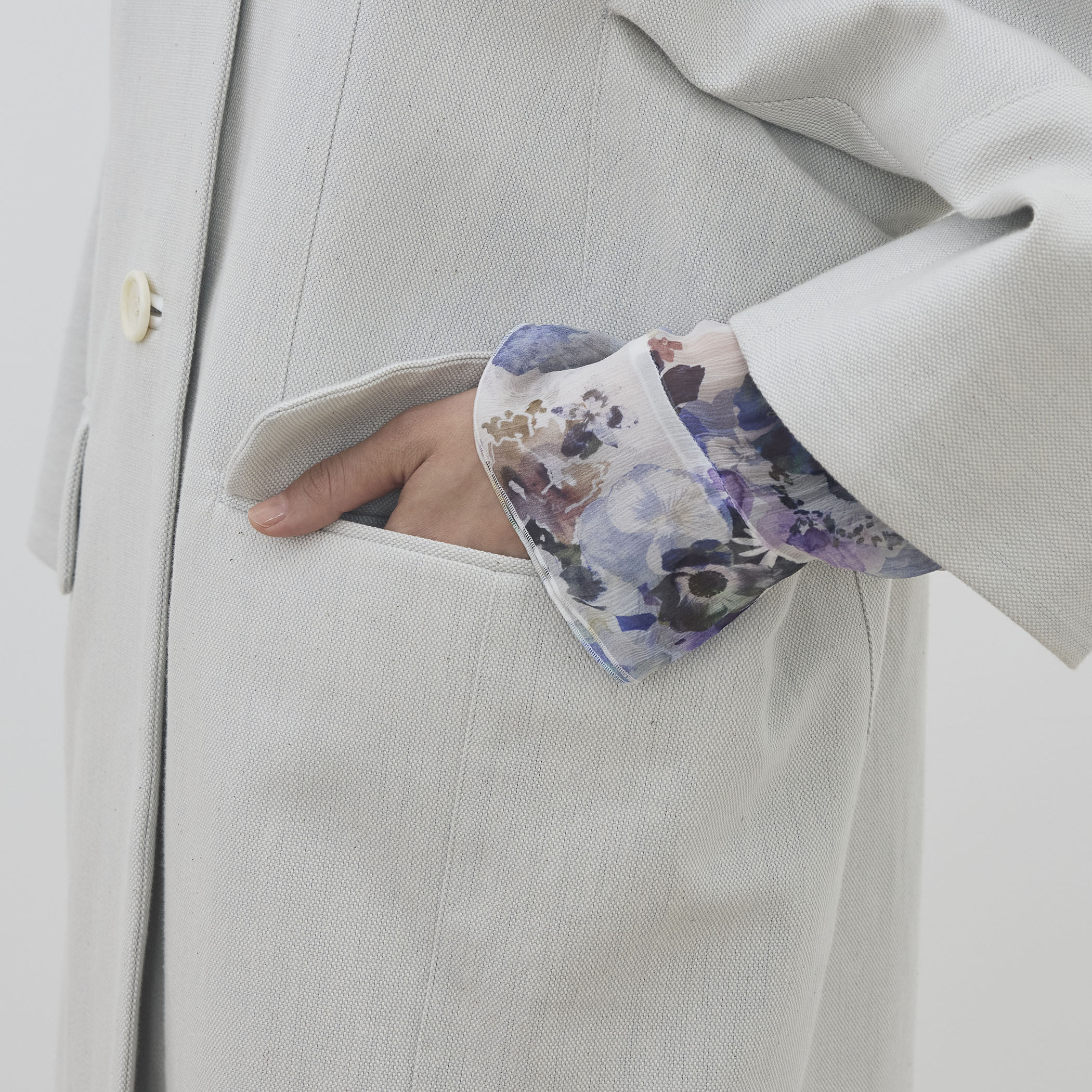 WEB先行予約】コットンオックスフォード キモノスリーブミディコート