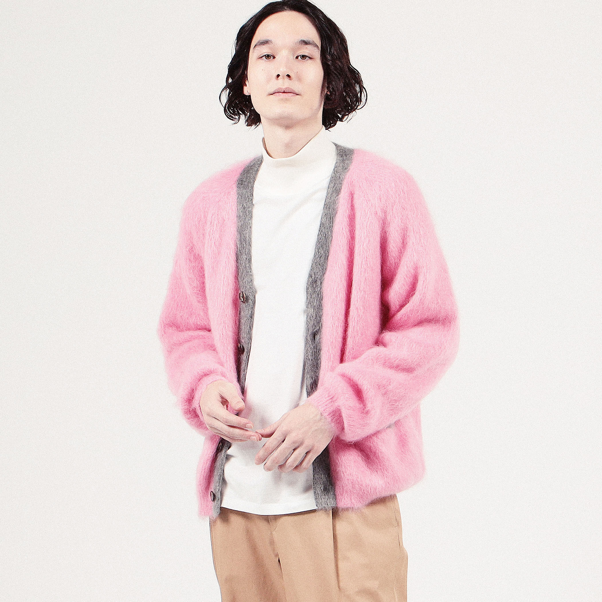 □CABaN モヘヤ Vネックバイカラーカーディガン｜トゥモローランド