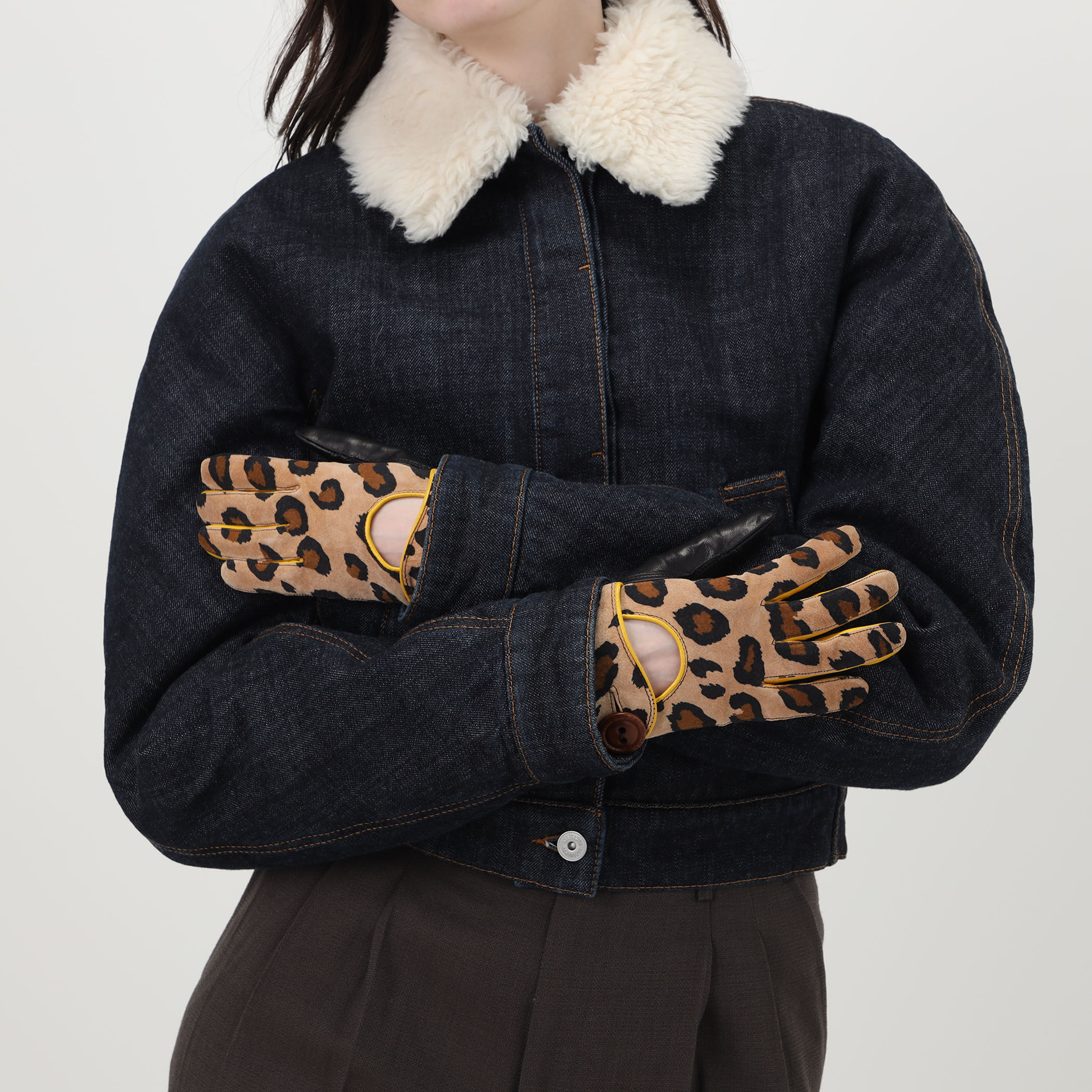 MAISON FABRE AUTO PANTH レオパード レザーグローブ