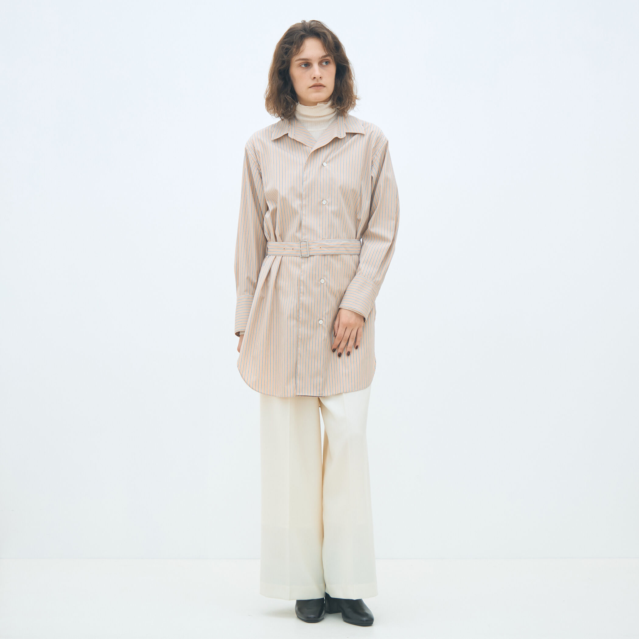 コットンブロード ベルト付きチュニックシャツ｜トゥモローランド 公式通販