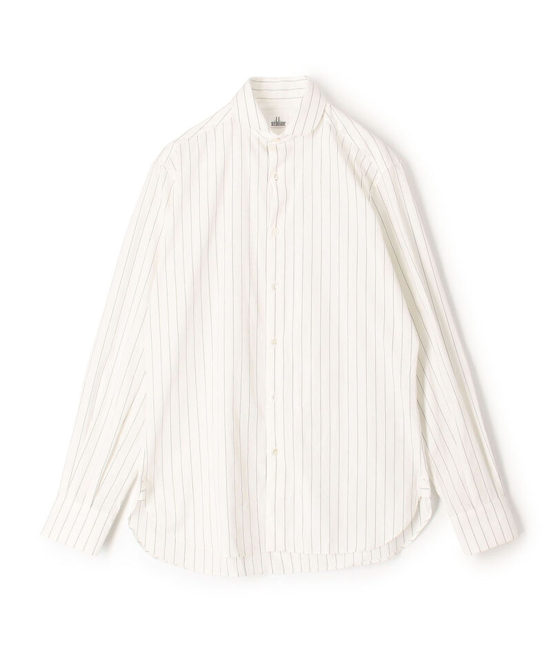 S&eacute;bline コットン ストライプ ワイドカラーシャツ