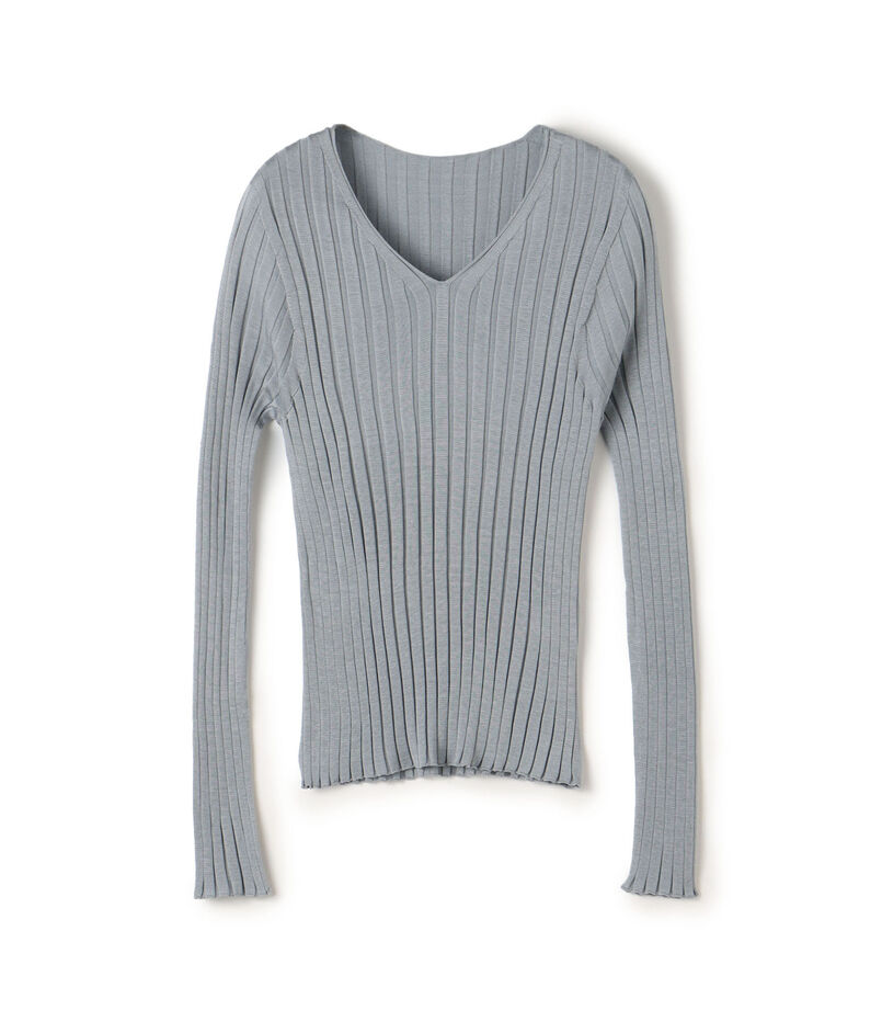 ドメスティックスパンシルク Vネックプルオーバー