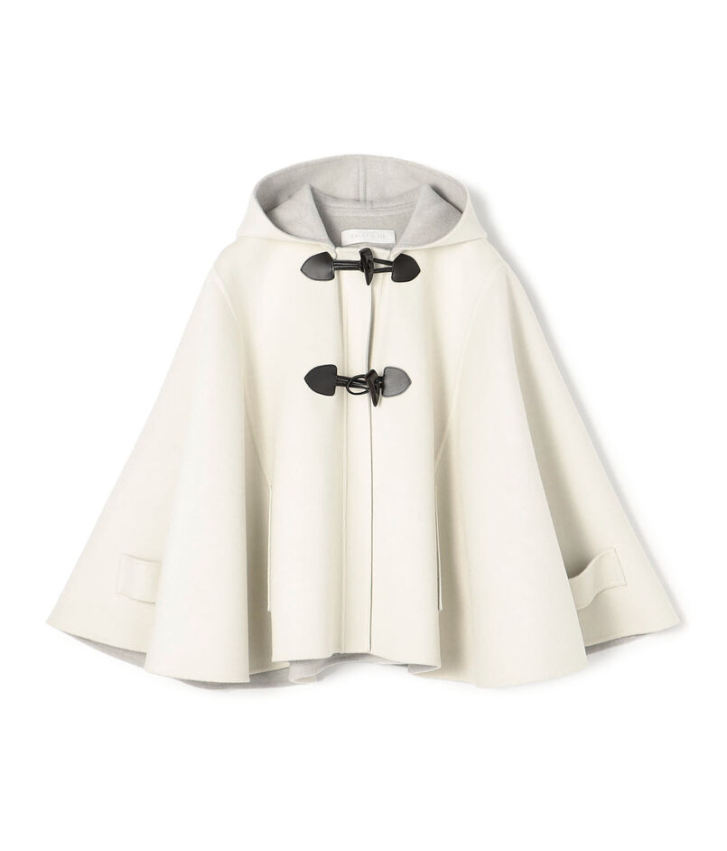 ウールダブルフェイス フーテッドポンチョ