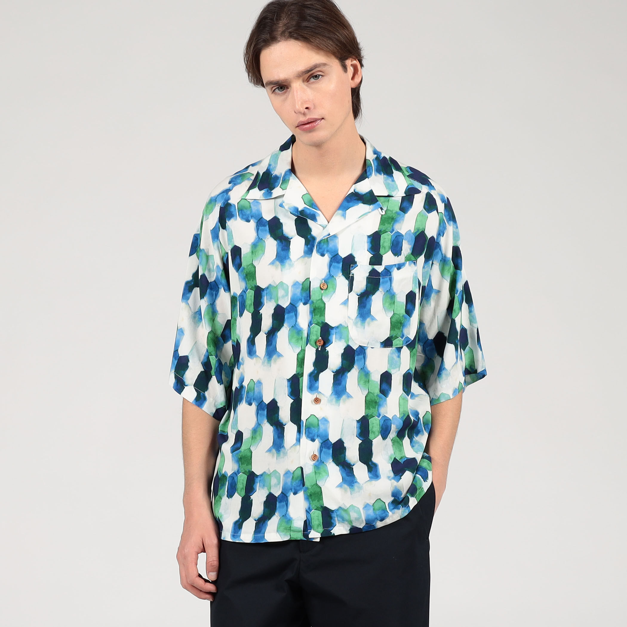 m’s braque オープンカラーシャツ 別注】m's braque レーヨン オープンカラー ハーフスリーブシャツ