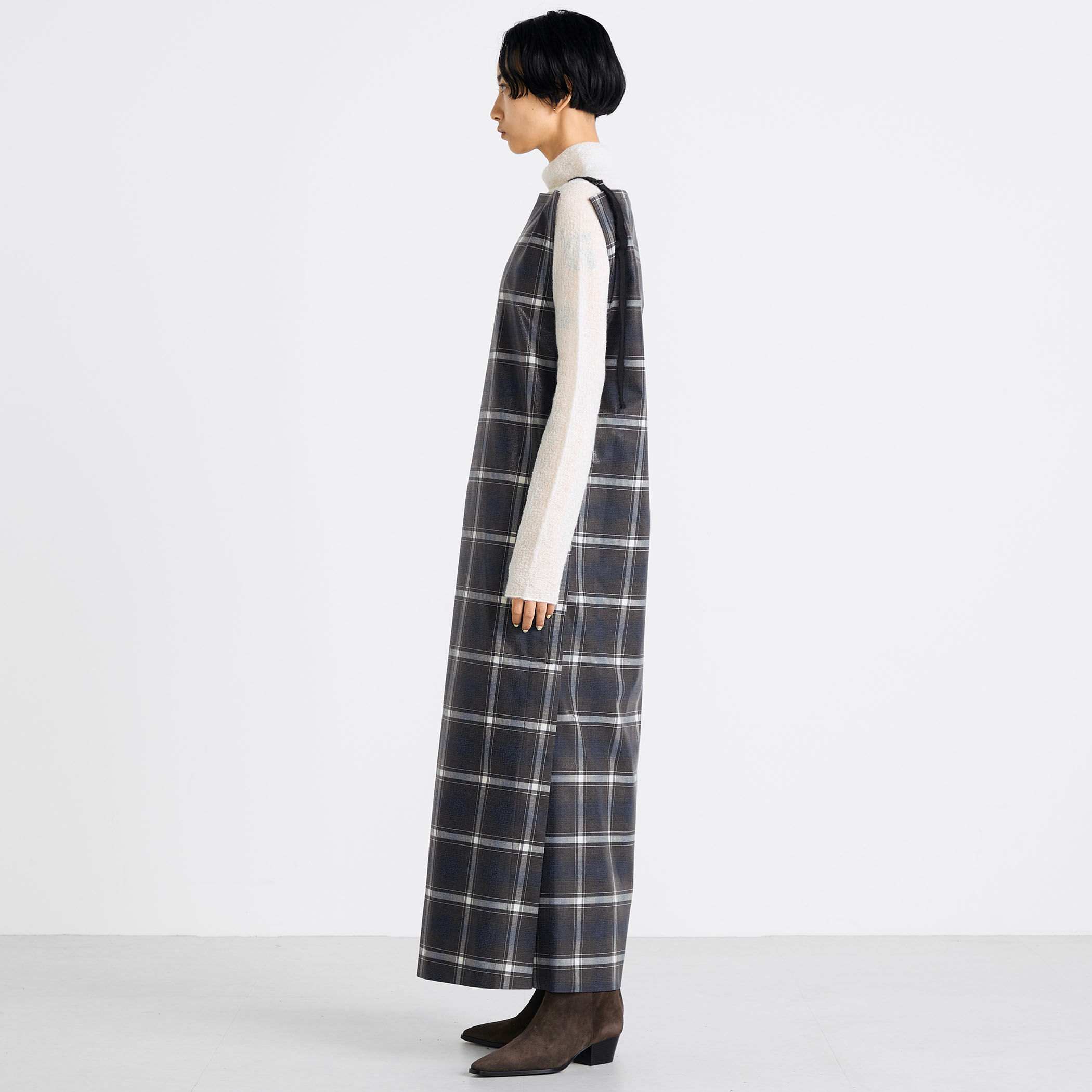 箔コーティングチェック ロングワンピース｜トゥモローランド 公式通販