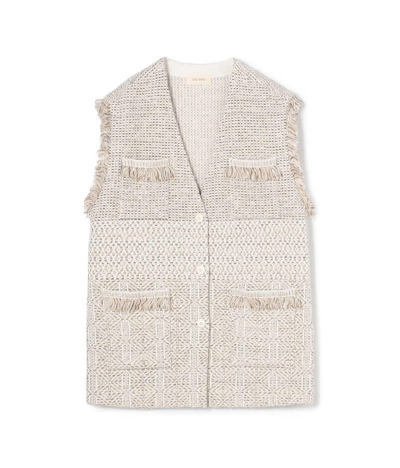 インレイパターン ニットジレ