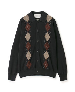 TOMORROWLAND tricot ギザコットン アーガイル柄 ポロカラーカーディガン