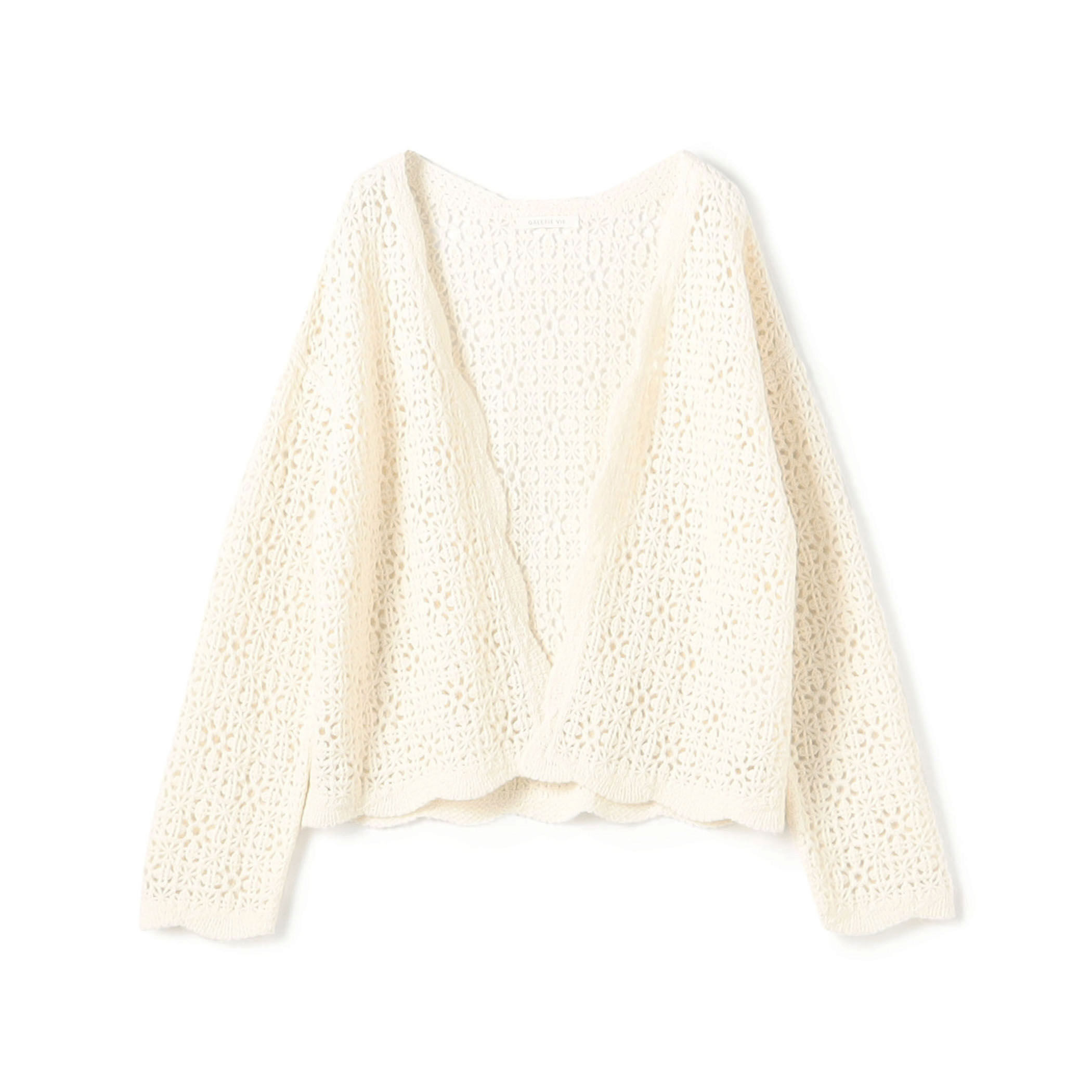 Chloe38カシミア　アイボリー レース カーディガン 長袖 セルフォード CELFORD レースカーディガン （アイボリー） -靴