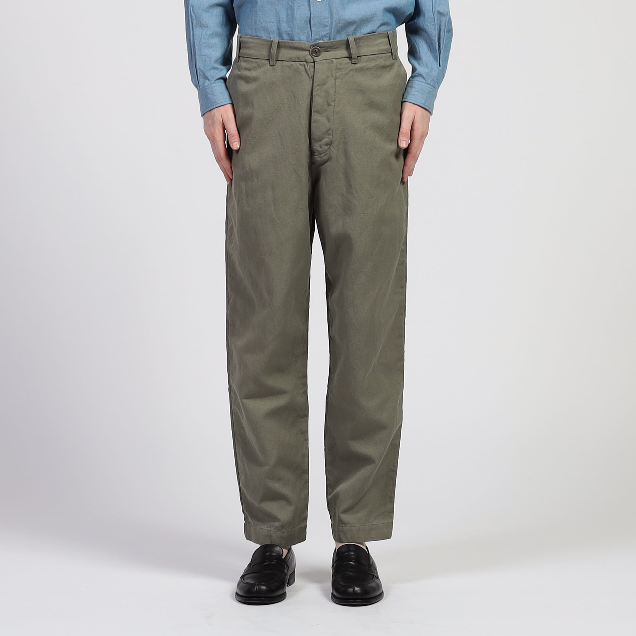 CASEY CASEY AH PANT コットンリネン ノープリーツパンツ