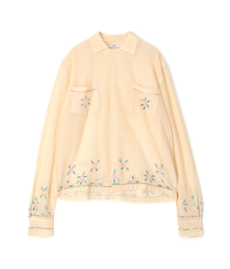 BODE SEQUINED FLORAL NET SHIRT