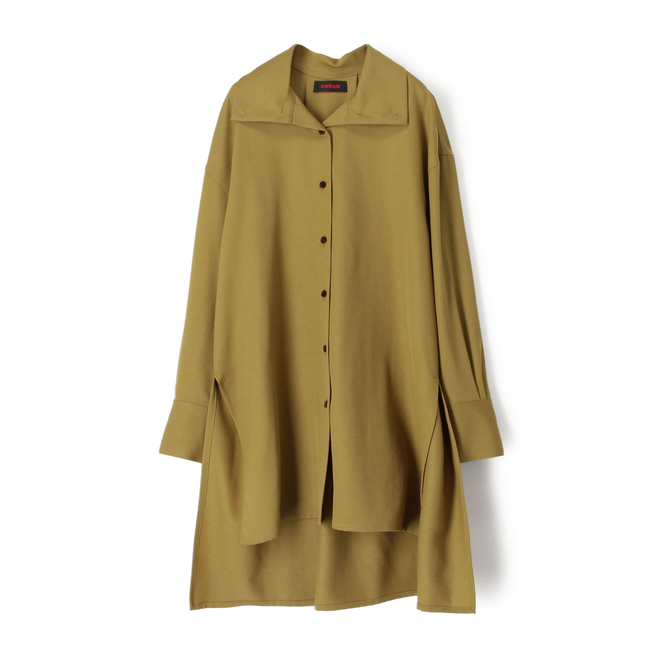 CABaN◆長袖シャツ/S/ウール/RED/無地/39-06-84-06702 CABaN(キャバン) / ウールツイルハイネックロングシャツ/S