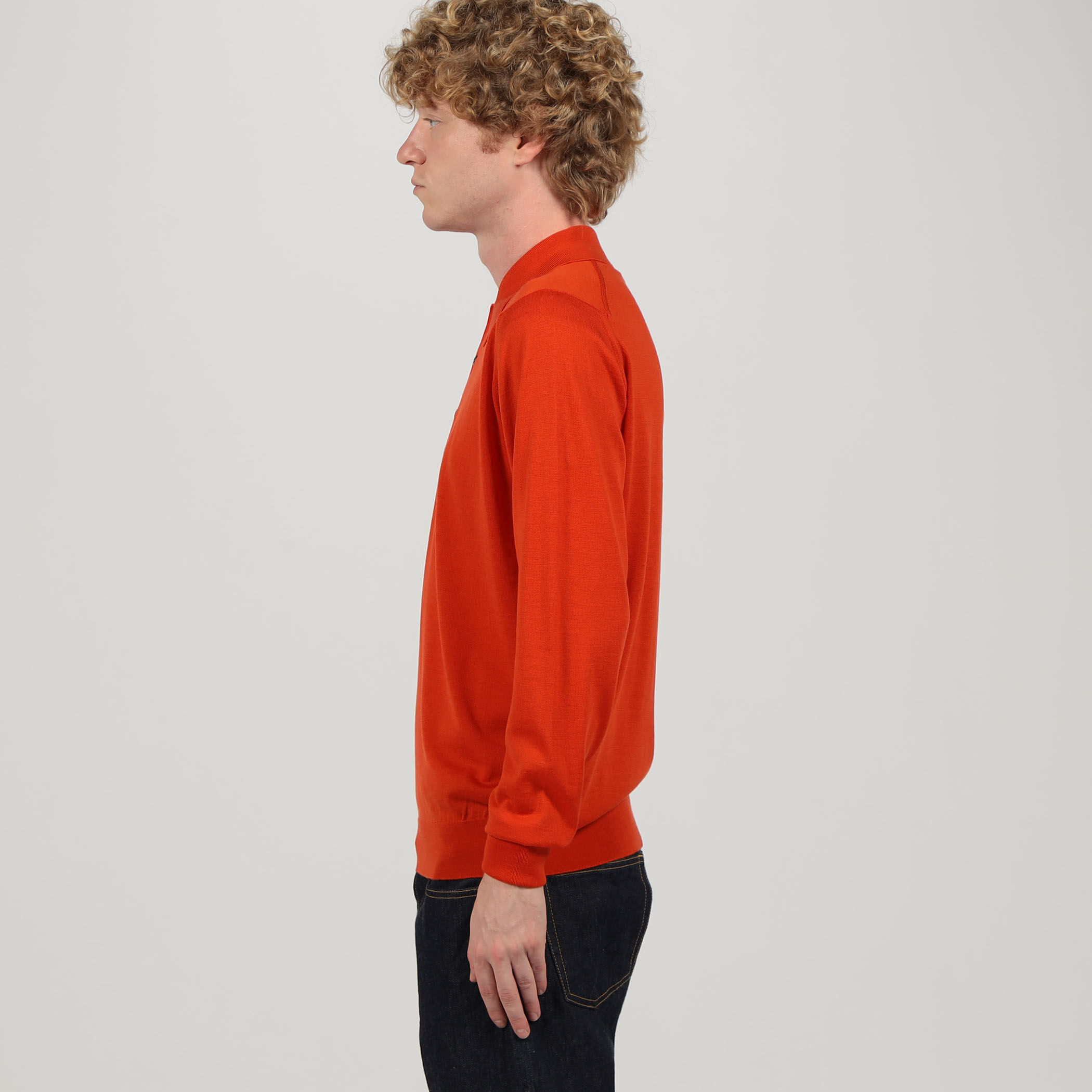 JOHN SMEDLEY DORSET メリノウール ポロカラープルオーバーニット