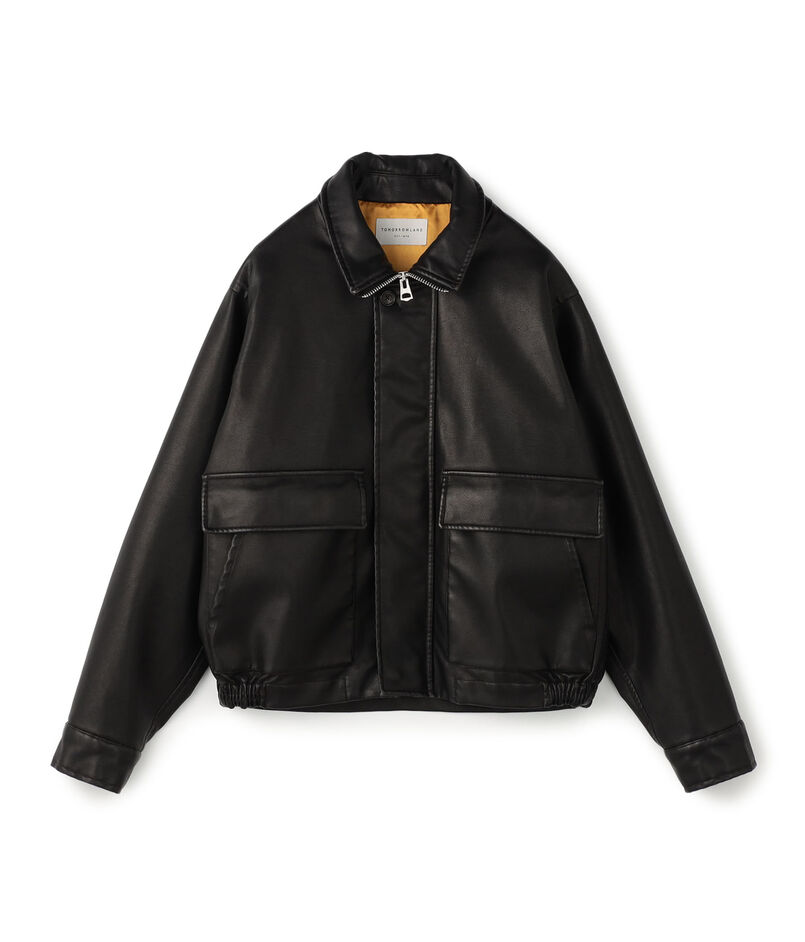 シンセティックレザー ジップブルゾン