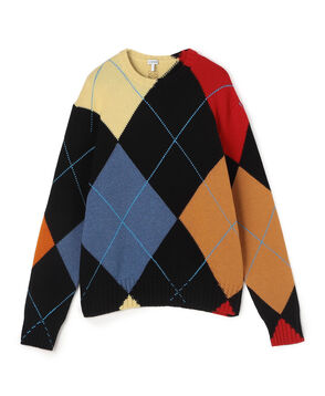 LOEWE カシミヤ アーガイル クルーネックプルオーバーニット