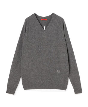 Commission DOUBLE FRONT KNIT バックオープン Vネックニット
