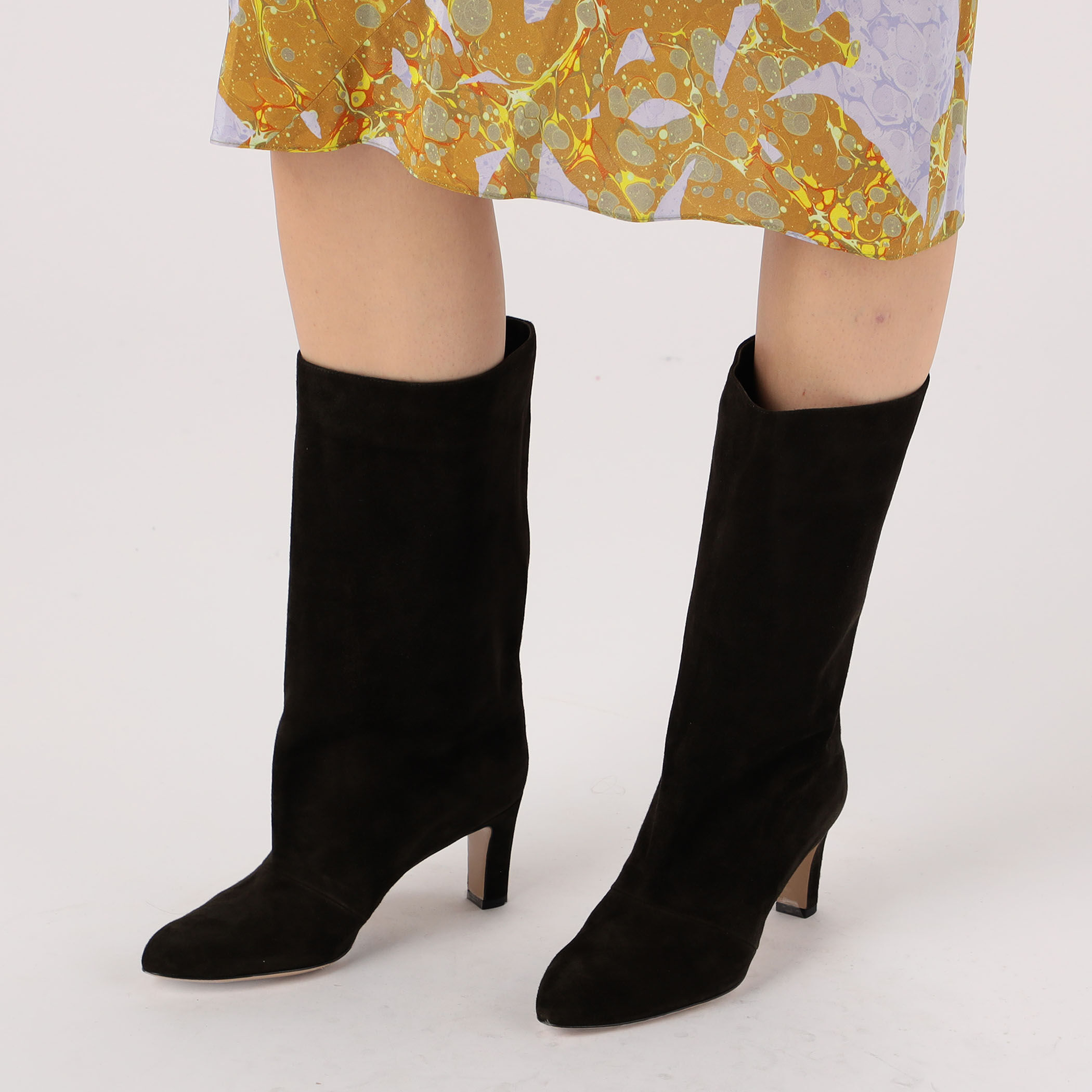 マンゴー】NEBULONI.E オリーブ スエードロングブーツ 38 NEBULONIE