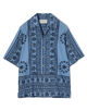 コットンエスニックプリント オープンカラーハーフスリーブシャツ