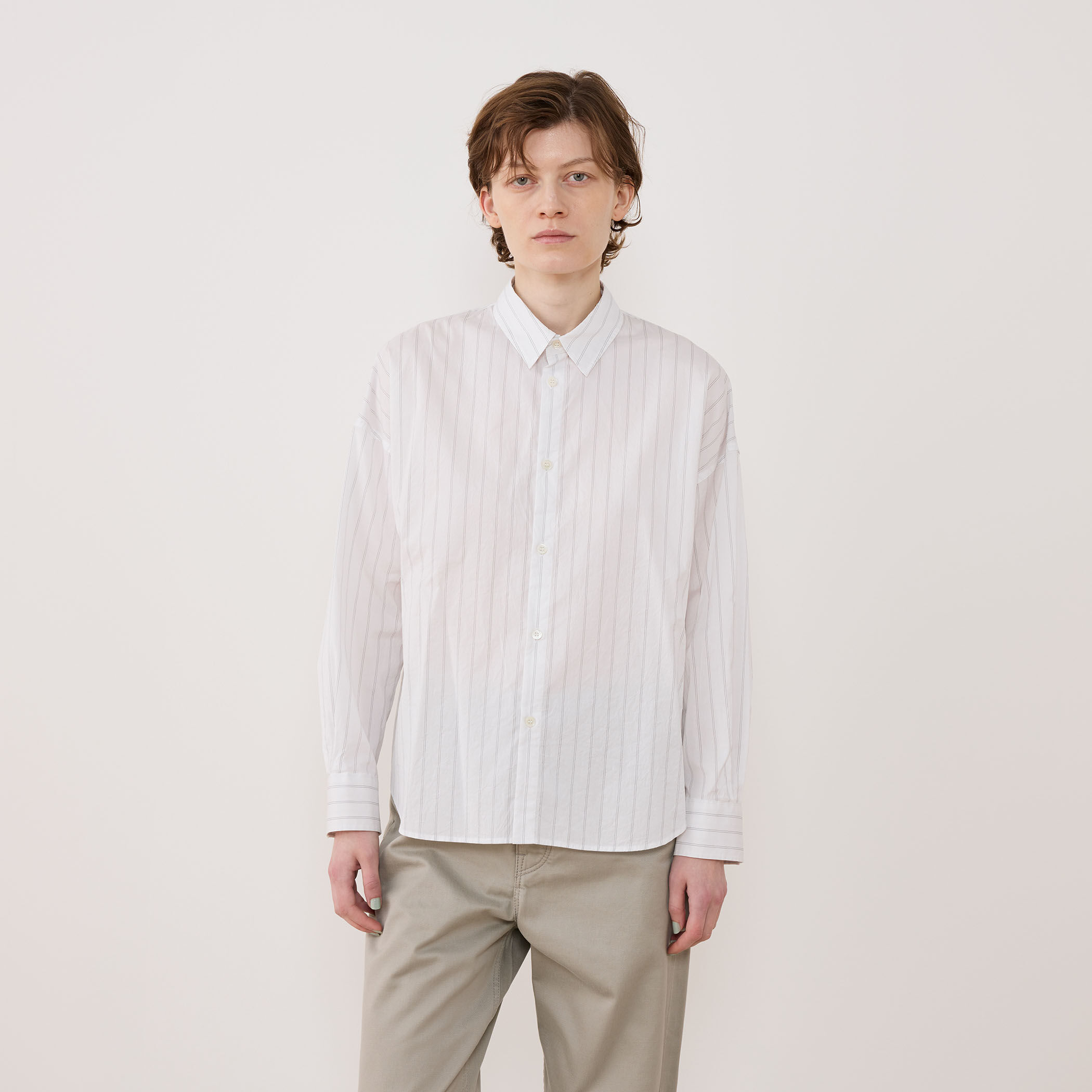 コットンシルクブロード ドロップショルダーシャツ｜トゥモローランド