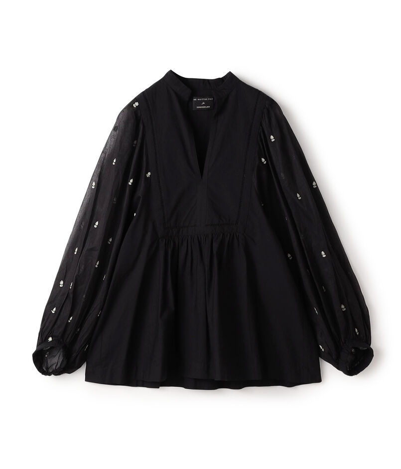 【別注】ne Quittez pas BLACK POPLIN ORGANZEシャツ