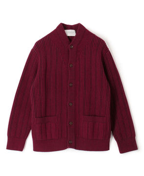 ウールカシミヤシルク リブVネックカーディガン