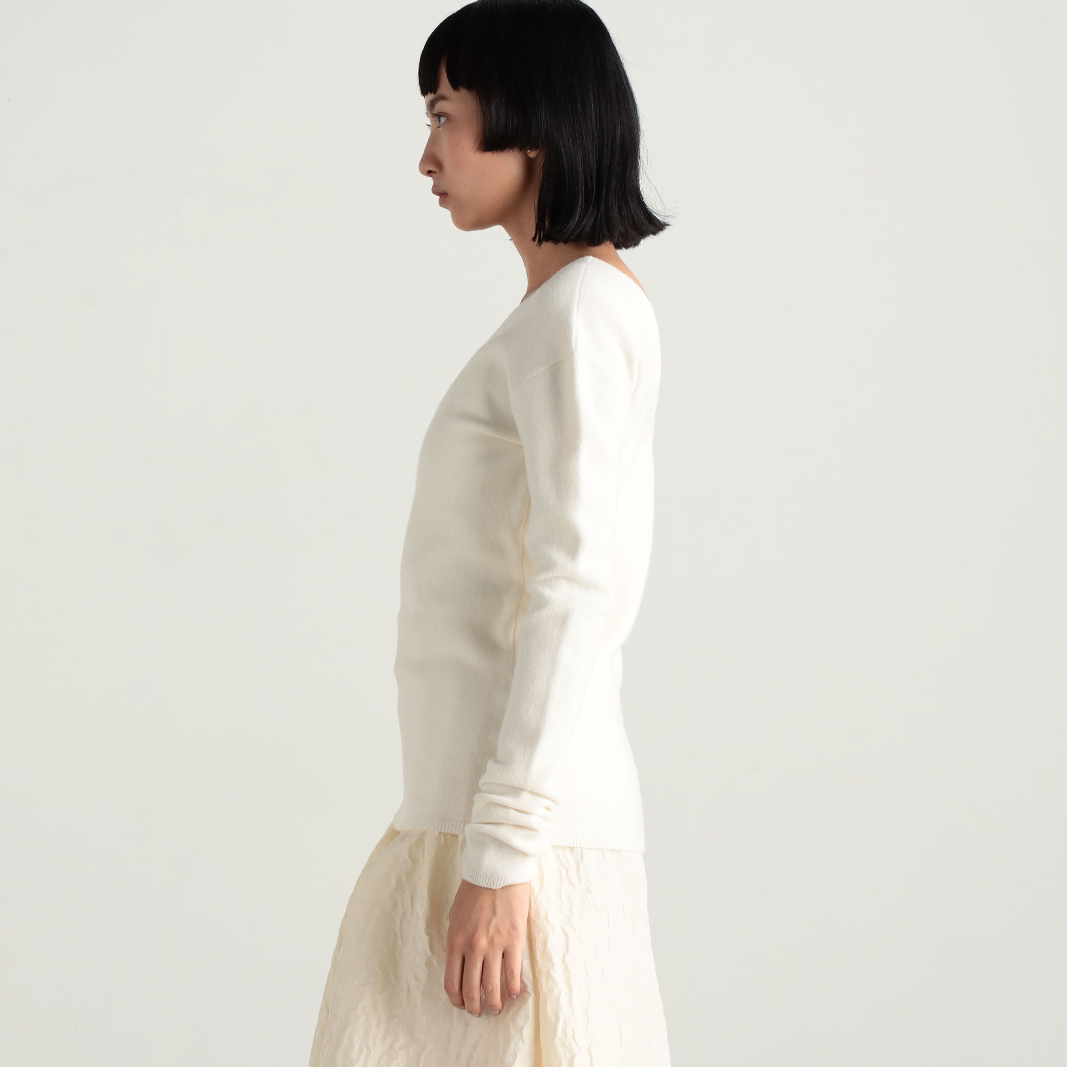MORABITO - 美品モラビトプルミエ　Vネックロングニットプルオーバー38モカウール100% 美品✨MORABITO モラビト プルミエ ボリュームスリーブ ニット