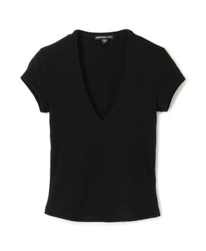 コットンストレッチ ディープVネックTシャツ WLSR3034