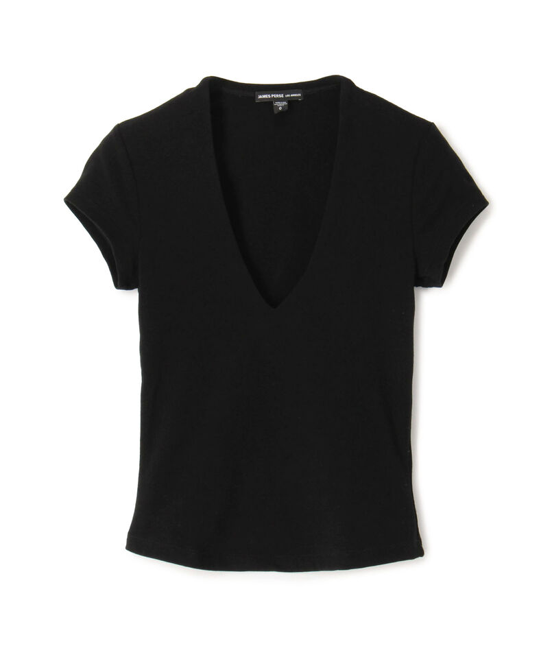 コットンストレッチ ディープVネックTシャツ WLSR3034