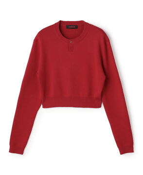 コットンカシミヤ ヘンリーネッククロップドプルーバー