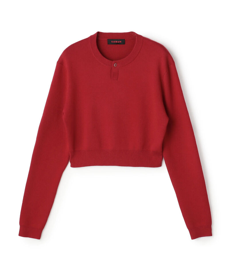 コットンカシミヤ ヘンリーネッククロップドプルーバー