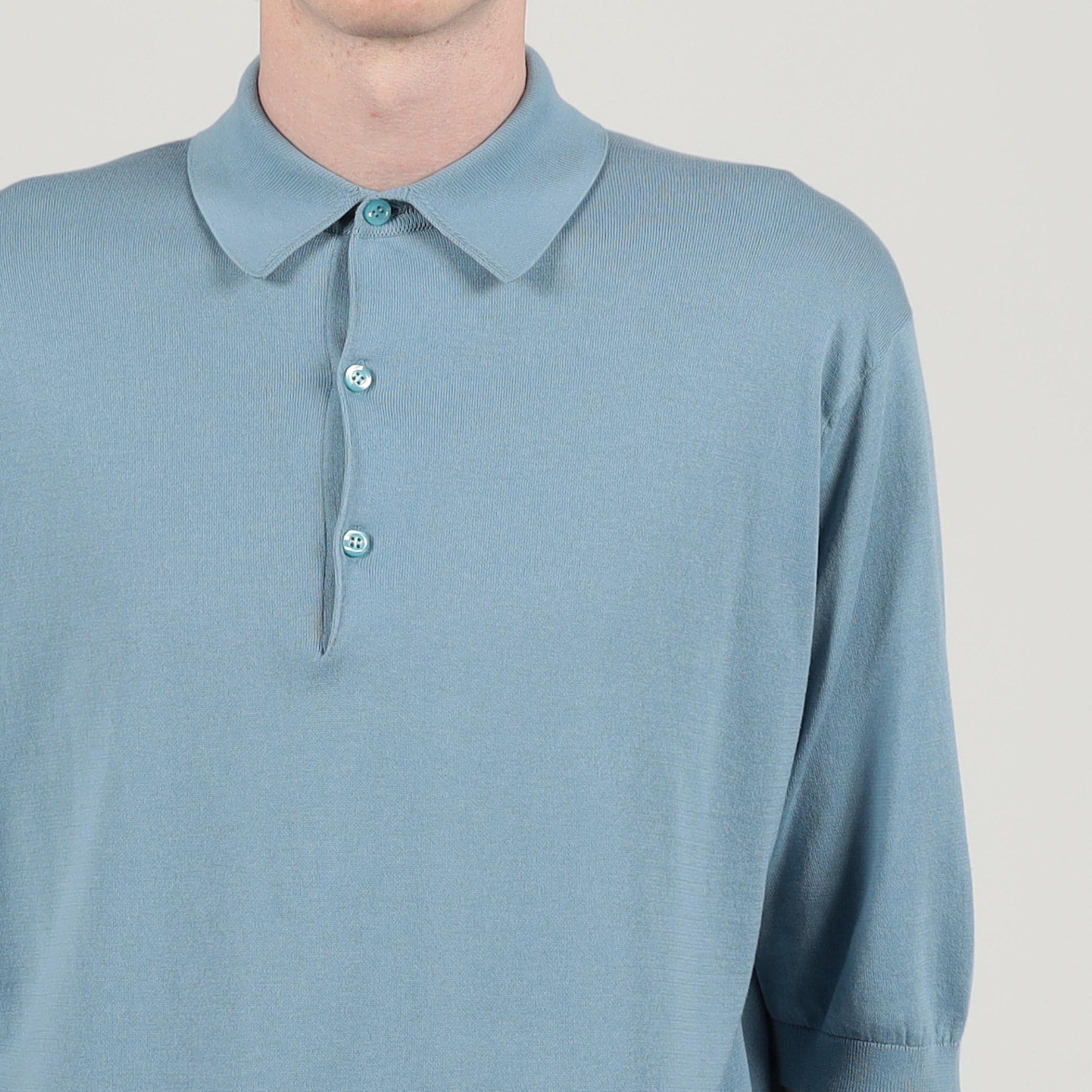 別注】JOHN SMEDLEY コットン ポロカラーニット
