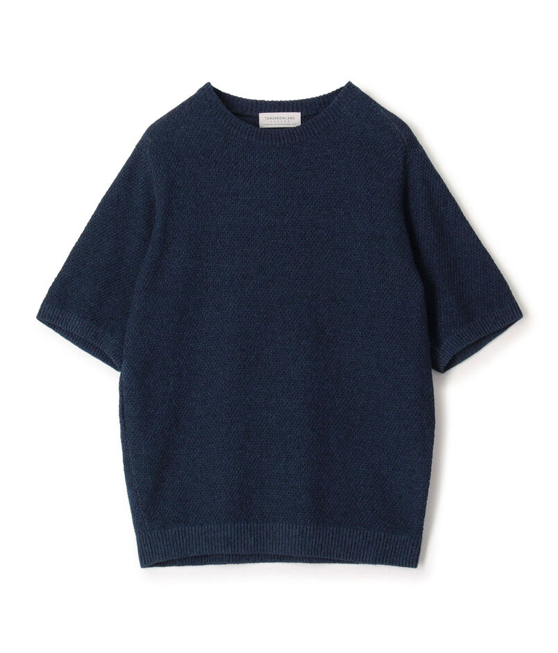 TOMORROWLAND tricot コットンリネン モスステッチ柄クルーネック半袖ニット