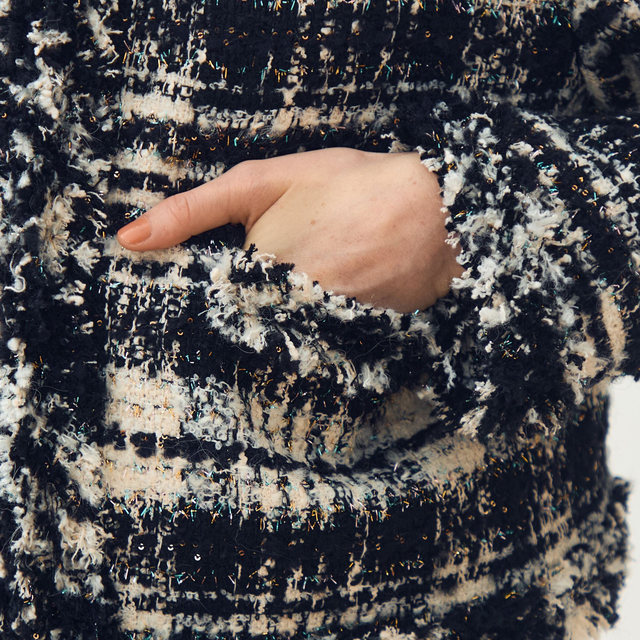 オーロラグレンチェック ノーカラージャケット｜トゥモローランド 公式通販