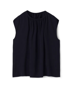 ジャージーライクジョーゼット ギャザーネックブラウス